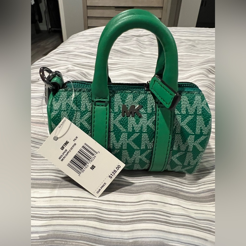 Michael Kors Micro Duffle Keychain Bag, NWT, Green